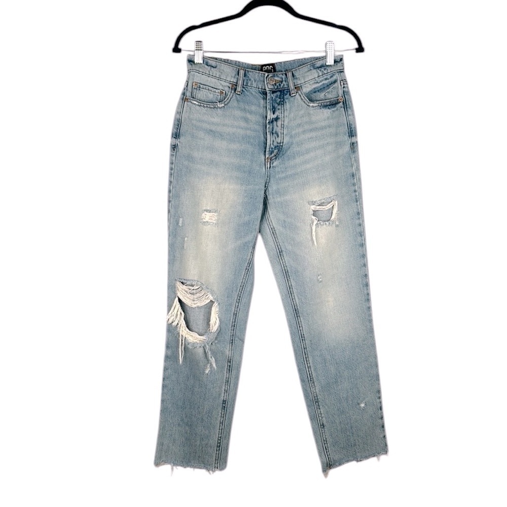 BDG Button Fly Distressed Denim Cut Off Hem Straight Leg Jeans Size 27